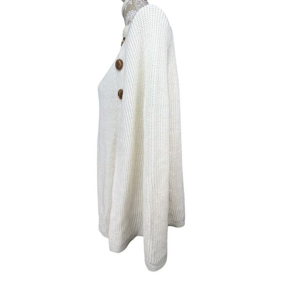 Linda Anderson Turtle Neck Cape Sweater White One Size - Picture 3 of 7